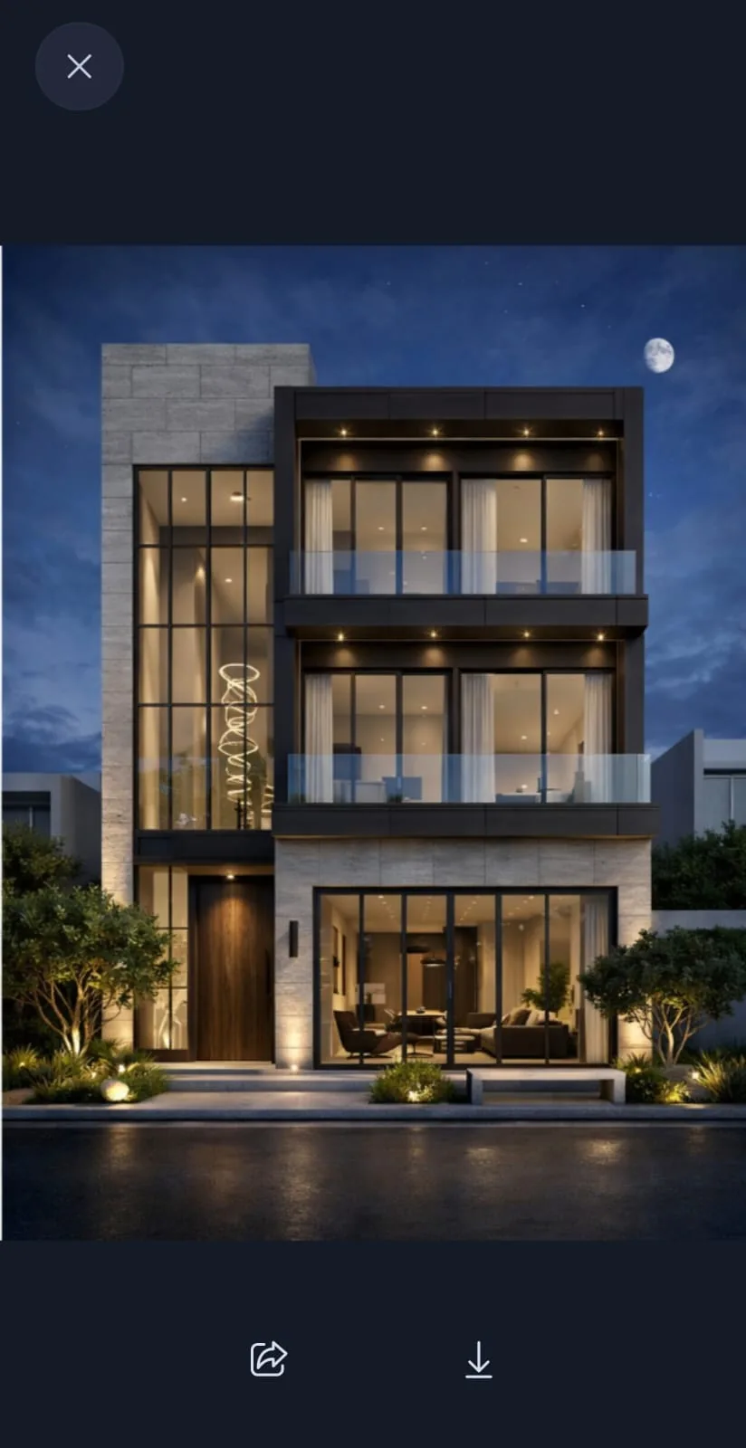 Render nocturno del edificio San Luis Apartaestudios