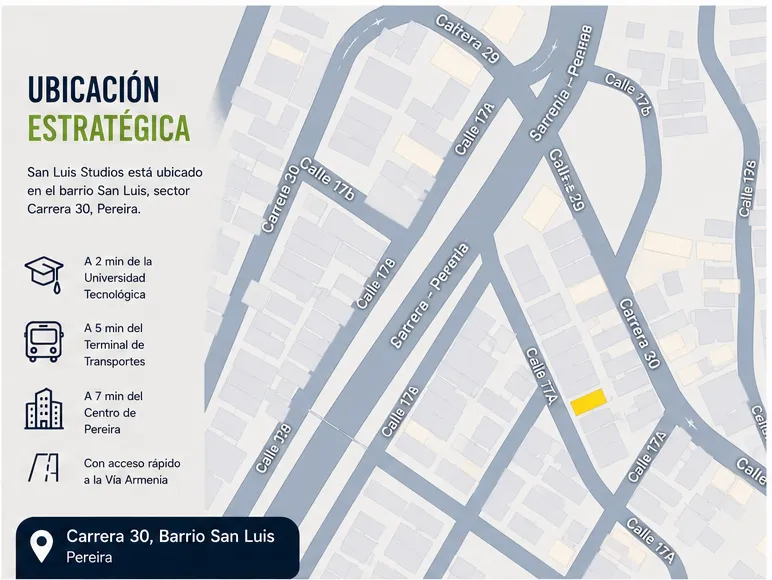 Mapa publicitario de ubicación del proyecto en San Luis, Pereira